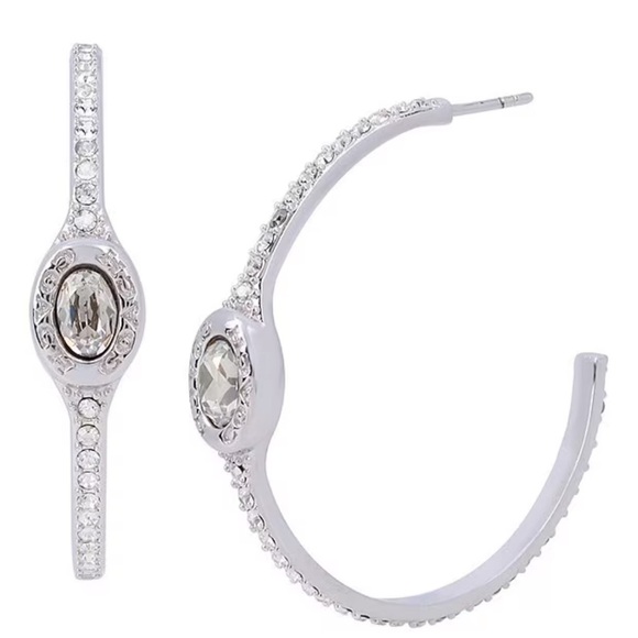 Signature Logo Crystal Pave Hoop Earrings - Picture 1 of 6